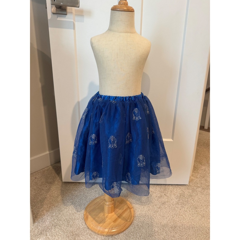 Hanna Andersson Star Wars R2-D2 Blue Tulle Skirt Kids US 8 130cm Silver Glitter